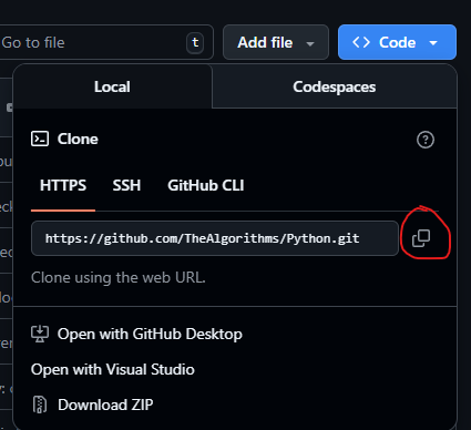 Link para clonar um repositório no GitHub destacado.